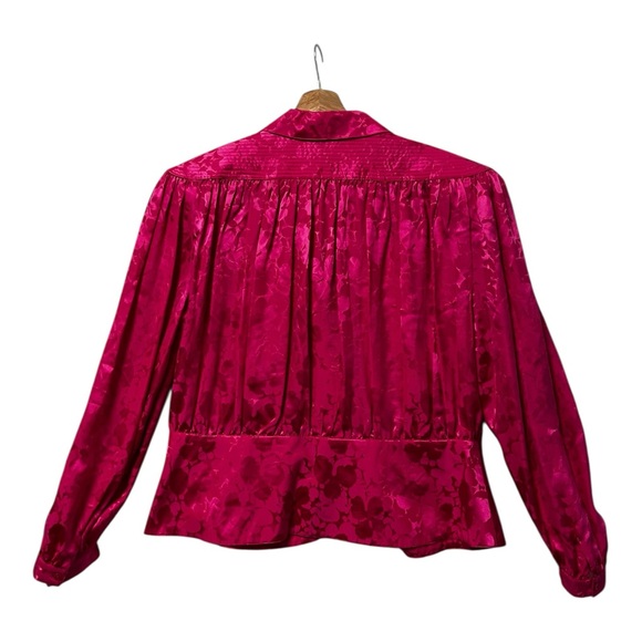 VTG 80s Argenti 100% Silk Pink Draped Blouse Top Womens Plus 18 Tailored - Picture 10 of 11